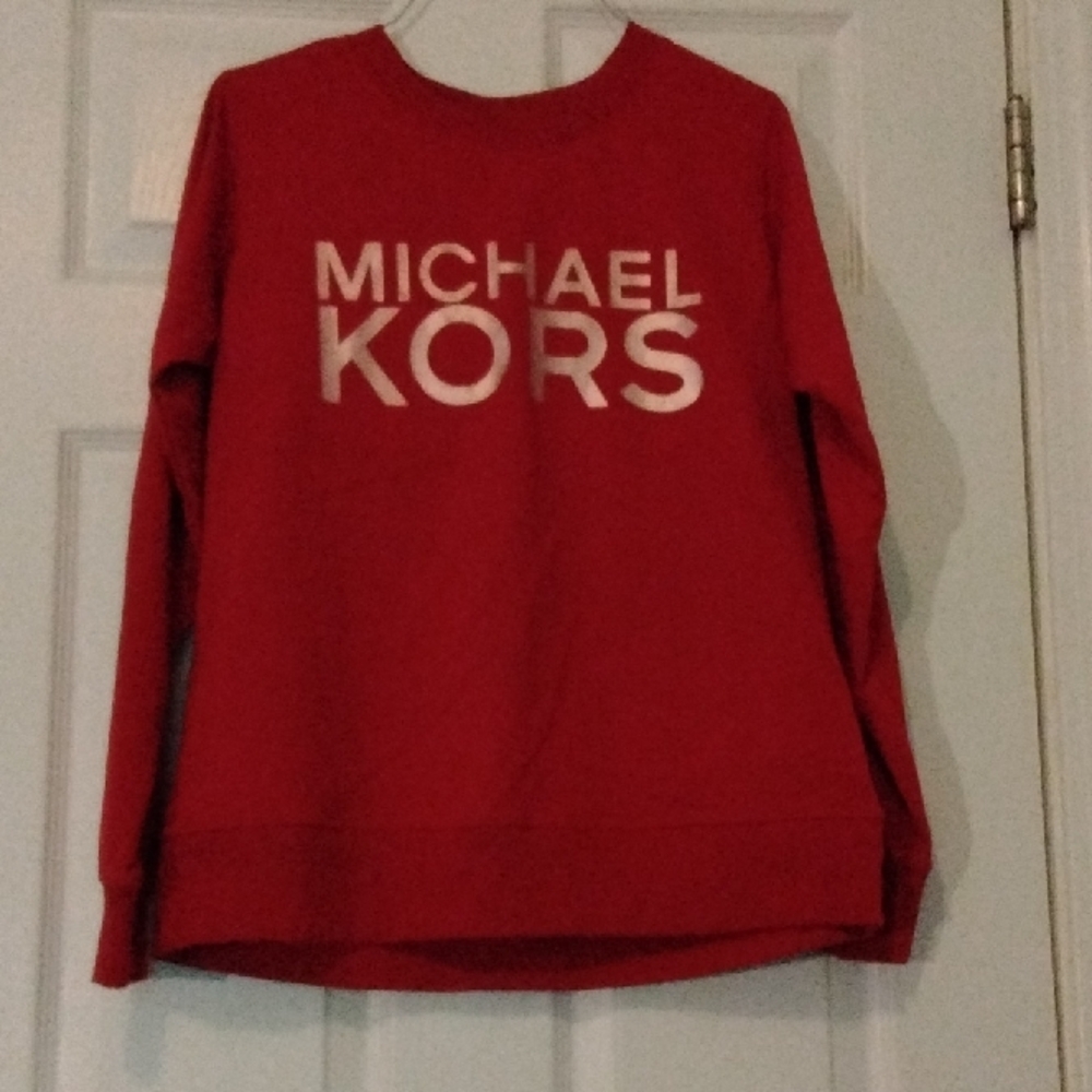 NWOT Michael Kors Red and White Crew Neck Sweater